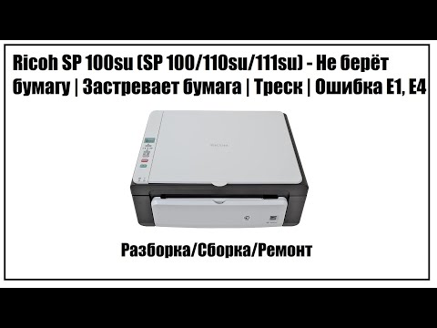 Видео: Ricoh SP 100su (100/110su/111su) – Не берёт бумагу | Застревает бумага | Треск | Ошибка E1, E4