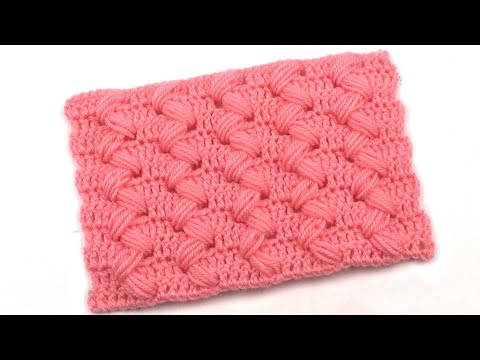 Видео: Узор для шапочек с пышными столбиками   Pattern for caps with puff stitchs