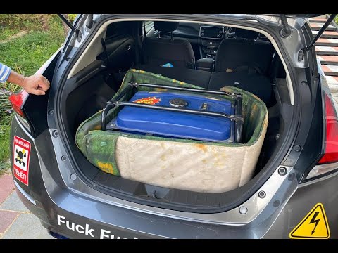 Видео: Ставим в багажник nissan leaf бензогенератор. Показываем, какой расход топлива выходит