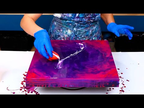 Видео: Вихрь!💜База фиолетового градиента и теплый поток🧡Новая смешанная техника-Урок абстрактного искусства