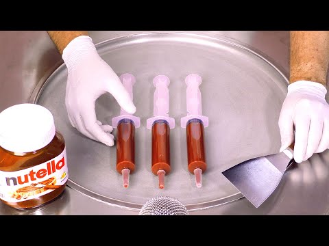 Видео: Я превращаю Нутеллу в роллы с мороженым! (-30°С) | Не разговаривать | АСМР