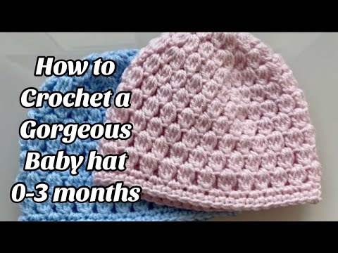 Видео: Схема вязания детской шапочки крючком (0–3 месяца) (условия США)
