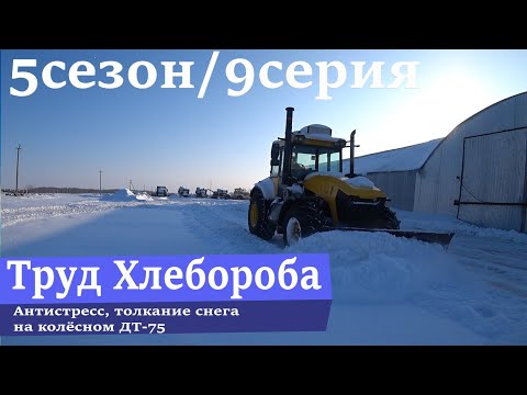 Видео: Антистресс, толкание снега на колёсном ДТ-75