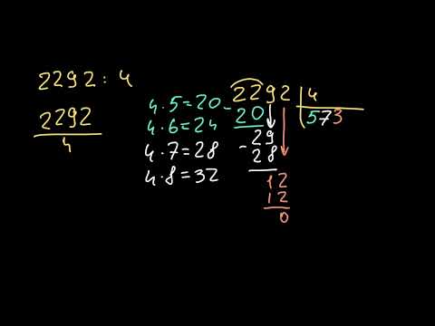 Видео: Ділення у стовпчик з остачею: 2292÷4 | Академія Хана