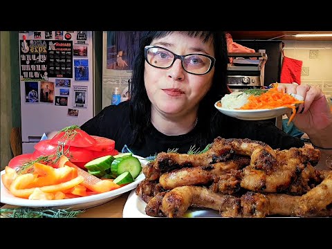 Видео: Мукбанг | Шейки куриные острые,Овощи | Обжор Асмр 
