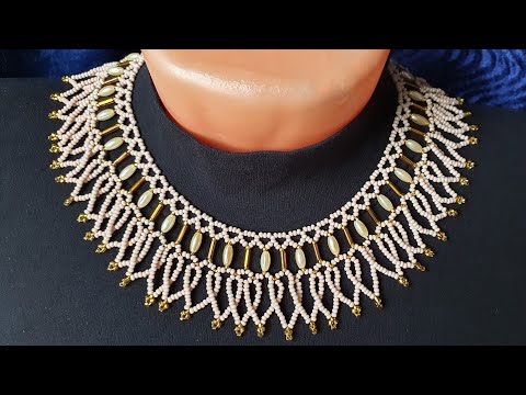 Видео: Колье из бисера/Колье воротник из бисера/Ажурное колье из бисера/Beaded collar/Beaded necklace
