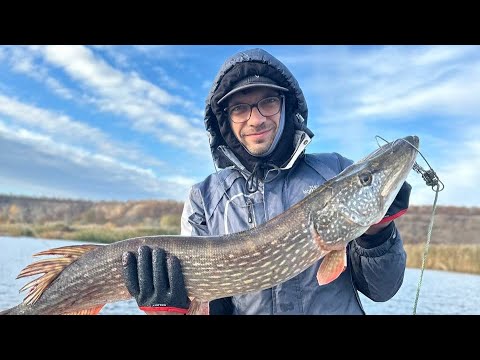 Видео: Рыбалка в шторм! Трофейная щука и небольшой судак!