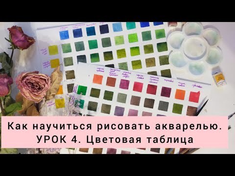 Видео: Как научиться рисовать акварелью. УРОК 4. Цветовая таблица.