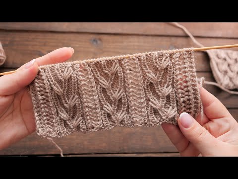 Видео: Микс узора «Веточки» спицами «Twigs» knitting pattern