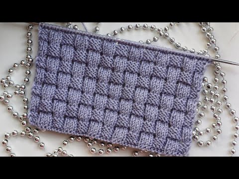 Видео: Ажурная плетёнка спицами🧺/Интересный узор/Схема узора для поворотного вязания и по кругу🔵