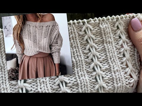 Видео: Узор спицами для нежного женственного джемпера