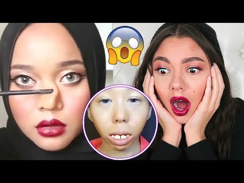 Видео: ШОК 😱Смотрю Азиатский Вирусный Макияж Трансформацию