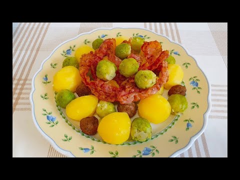Видео: Капуста!Бекон!Картофель!Салат!Быстрый обед!