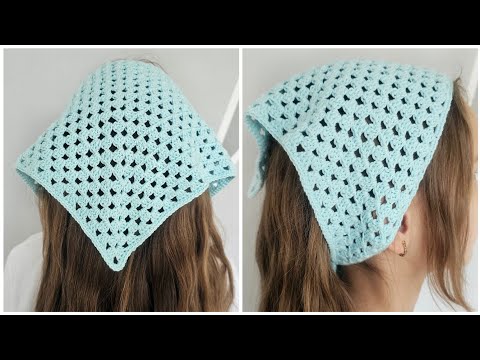 Видео: Как быстро связать косынку крючком. Мастер класс  для начинающих. Easy crochet bandana tutorial