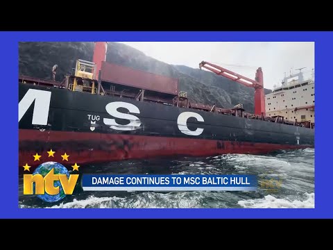 Видео: Экстремальные погодные условия нанесли еще больший ущерб севшему на мель MSC Baltic III