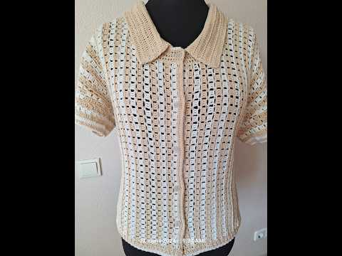 Видео: Кофточка - рубашка, крючком- поперечное вязание. Часть 1.