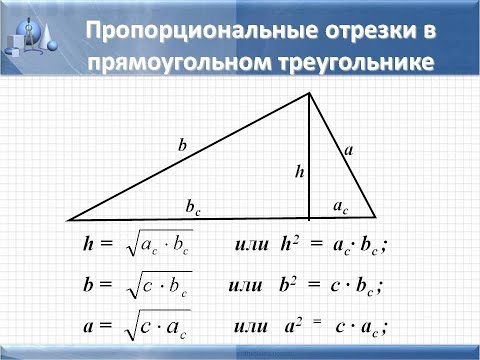Видео: Пропорциональные отрезки в прямоугольном треугольнике