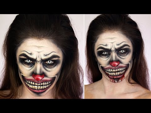 Видео: Раскраска лица жуткого клоуна | Урок по макияжу на Хэллоуин
