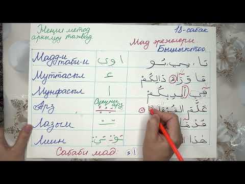 Видео: Женил метод аркылуу тажвид 18.    Мад эрежелерин бышыктоо.