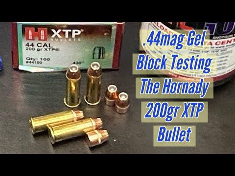 Видео: Пуля Hornady 44mag 200gr XTP, тестирование блока баллистического геля с четырьмя вариантами длины...