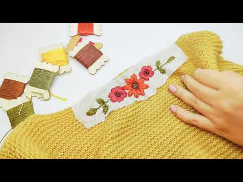 Видео: Вышивка гладью на свитере. Пробую водорастворимый флизелин на вязаном полотне.