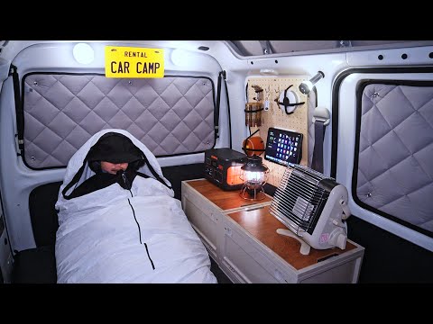 Видео: Кемпинг в одиночку на маленьком автомобиле. Район самых сильных снегопадов.