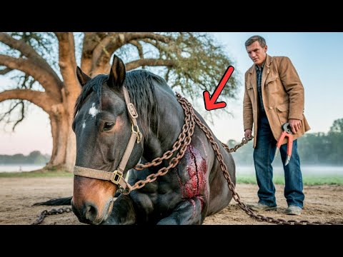 Видео: Бедный фермер нашёл ОГРОМНУЮ лошадь, прикованную цепью к дереву с запиской — то, что произошло