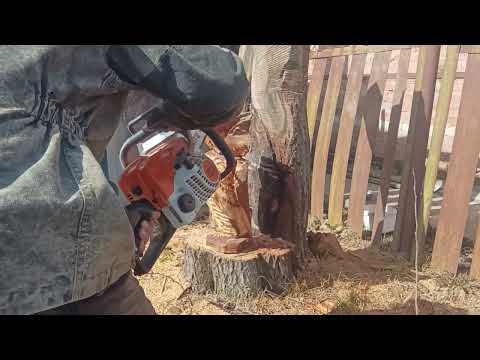 Видео: Резьба бензопилой. Сова. Парковая скульптура).
