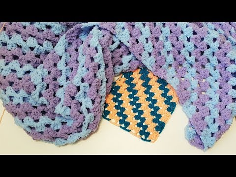 Видео: ПОЛОСАТЫЙ ПЛЕД Вяжем крючком из плюшевой и другой пряжи II Для начинающих вязать крючком