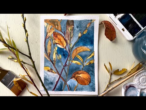 Видео: Просто рисуем осенние листья 🍁 Акварель для начинающих 🍁 watercolor botanical