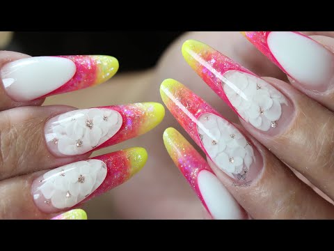 Видео: НОВОЕ НАРАЩИВАНИЕ/ очень летние ногти/ Лепка в аквариуме/белое ложе