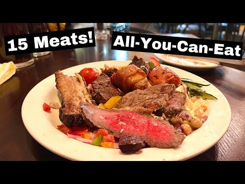 Видео: Попробовать 15 видов мяса по системе «шведский стол» со стейками в неограниченном количестве — ст...