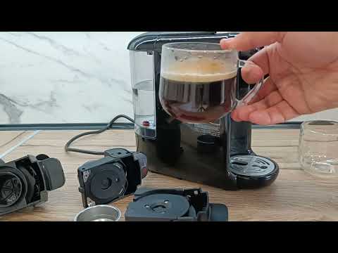 Видео: Обзор кофемашины HiBREW H2B с переходниками под капсулалы, 19 бар. Приготовление