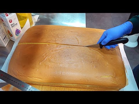 Видео: изготовление и нарезка огромного торта, губка торт