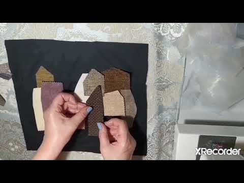 Видео: (1) Картинка  ГОРОДОК из лоскутов Аппликация на ткани Ручная вышивка боро