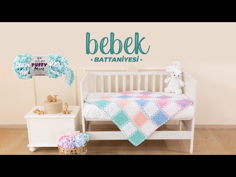 Видео: Alize Puffy More ile Bebek Battaniyesi • Baby Blanket • ДЕТСКОЕ ОДЕЯЛО