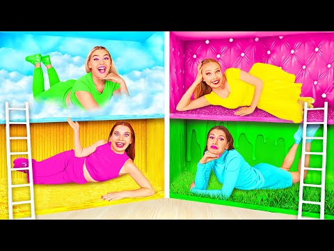 Видео: Секретные Домики под Кроватью Четыре Цвета Челлендж | Смешные Моменты от GoFun Challenge
