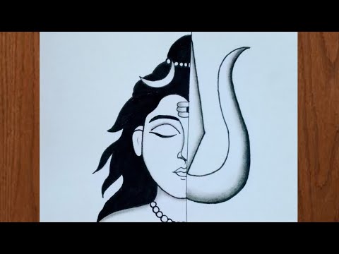 Видео: Махадев с рисунком Тришул | Боленатх Джи рисунок | Рисунок половины лица Махадева