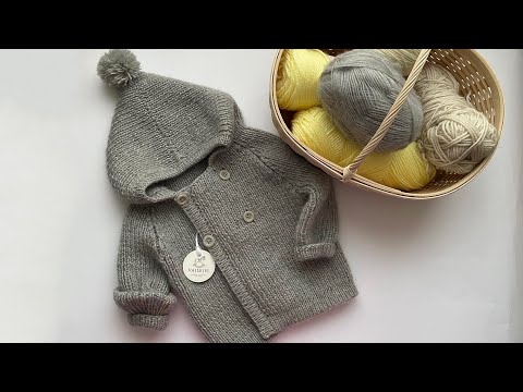 Видео: Как связать детскую двубортную кофточку с капюшоном спицами. По мотивам BURBERRY #вязание