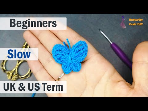 Видео: Вязание крючком 🦋 Как связать бабочку легко для начинающих 🦋Маленькие бабочки крючком 🦋