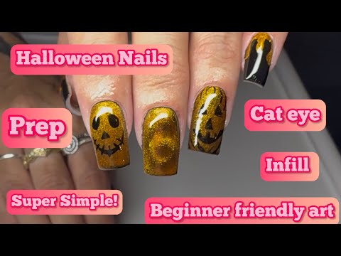 Видео: Очень простой дизайн ногтей на Хэллоуин для начинающих с акриловым заполнением