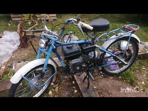 Видео: мопед с двигателем от мотоблока