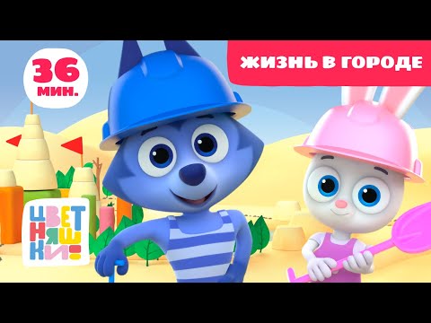 Видео: Цветняшки - Жизнь в городе - Сборник - Развивающий мультфильм для малышей