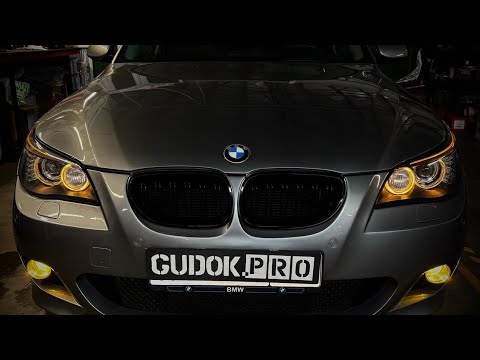 Видео: Лопнуло китайское стекло фары BMW Е60 - замена. Жёлтые диоды в птф. До/после