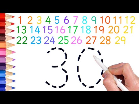 Видео: Следуйте пунктирным номерам для детей раскраски | Как читать числа - простой цвет