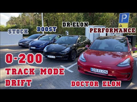 Видео: 0-200 на 4 разных Tesla Model 3 Dual Motor. STOCK, ACCELERATION BOOST, PERFORMANCE:Трек Мод и Дрифт.