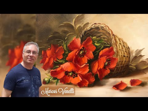 Видео: КОРЗИНА С КРАСНЫМИ МАками / ПОКРАСКА ШАГ ЗА ШАГОМ / ТЕХНИКА КРАСКИ / ПОЛНОЕ ВИДЕО