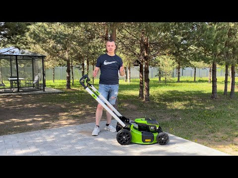 Видео: Обзор аккумуляторной газонокосилки Greenworks GD60LM51SPk5 60v Реальный отзыв владельца