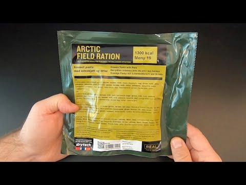 Видео: Норвежский арктический полевой рацион — Меню 19 — Сливочная паста со свининой