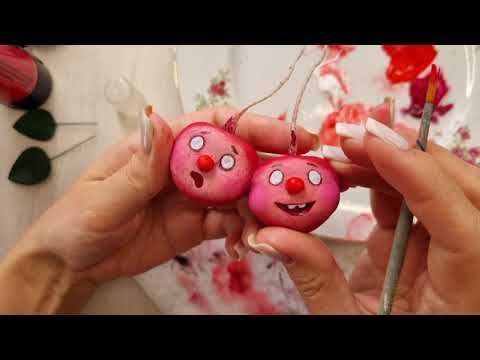 Видео: Елочная игрушка вишенки из папье-маше Урок 5